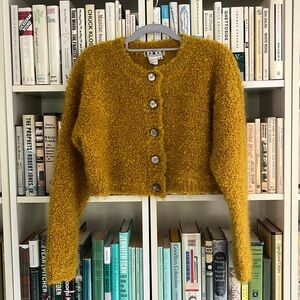 Vintage Yellow Ochre Mohair cropped cardigan
